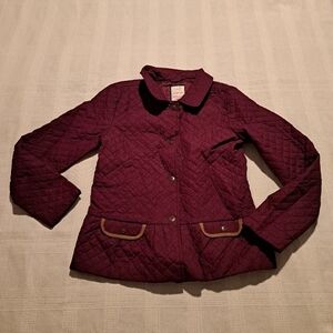 Gymboree girls size Large burgundy quilted light weight jacket, Plum Pony line